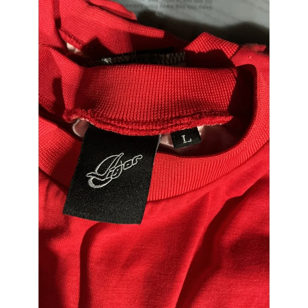 Vigor‎ Motocross Jersey Kids Large Red Black Graphic Long Sleeve BMX Racing Y2K